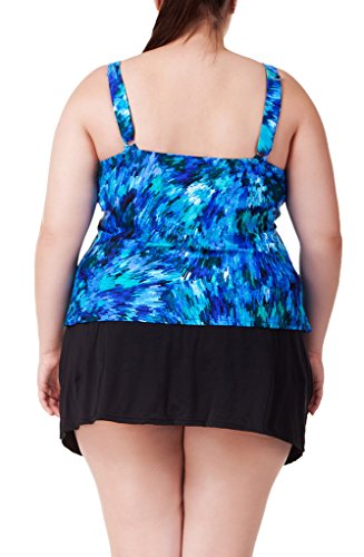 Attraco Damen Groß Größe Push-up Tankini Oberteil Blauer Badeanzug 56 - 