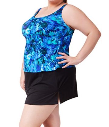 Attraco Damen Groß Größe Push-up Tankini Oberteil Blauer Badeanzug 56 - 