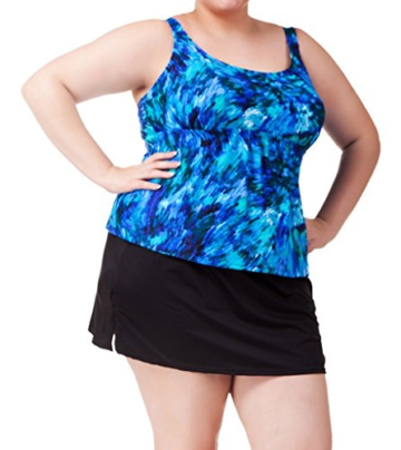 Attraco Damen Groß Größe Push-up Tankini Oberteil Blauer Badeanzug 56 - 