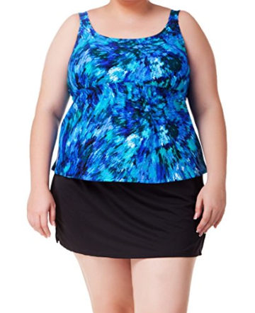 Attraco Damen Groß Größe Push-up Tankini Oberteil Blauer Badeanzug 56 -