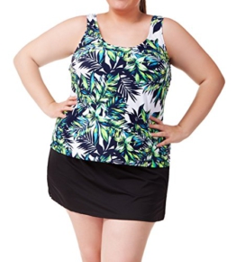 Attraco Damen Große Größen Push-up Tankini Oberteil Palme Badeanzug Mit Tropischem Druck 64 -