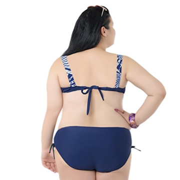 Baymate Damen Plus Size 2 Pieces Bikini Set Mit Bra Und Bottom Drucken Badeanzug Weiß 3XL - 