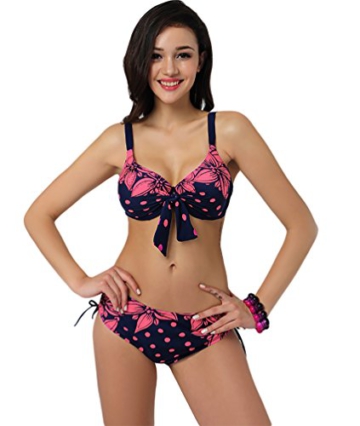 Baymate Damen Plus Size Bikini Set Elegant Bequem Badebekleidung Pink 3XL -