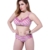 Baymate Damen Plus Size Entzückende Streifen Badeanzug Bademode Push Up Zweiteiler Hohe Taille Bikini Rose 3XL -