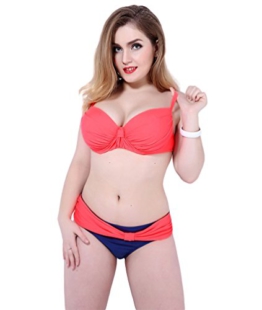 Baymate Damen Plus Size Klassisch Push-Up Bikini Set Bademode Badebekleidung Orange 3XL -