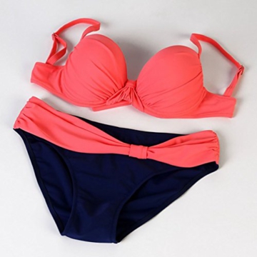 Baymate Damen Plus Size Klassisch Push-Up Bikini Set Bademode Badebekleidung Orange 3XL - 