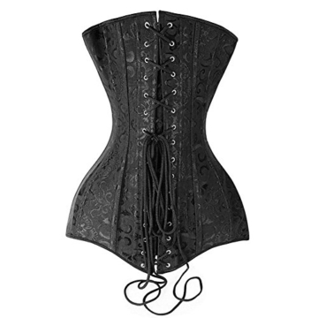 FeelinGirl Damen Korsagenkleid Vollbrustkorsett lang - 12 doppellagige Stahlstäbchen - Baumwolle XXL Schwarz - 