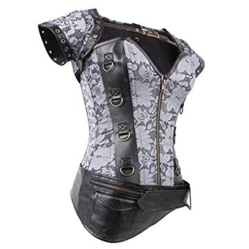 FeelinGirl Damen Korsett mit Stahlstäbchen - Brokatmuster - Retro/Gothic/Steampunk-Stahl ohne Knochen XXL - 