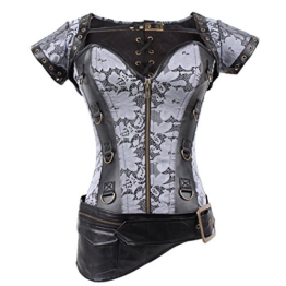 FeelinGirl Damen Korsett mit Stahlstäbchen - Brokatmuster - Retro/Gothic/Steampunk-Stahl ohne Knochen XXL -