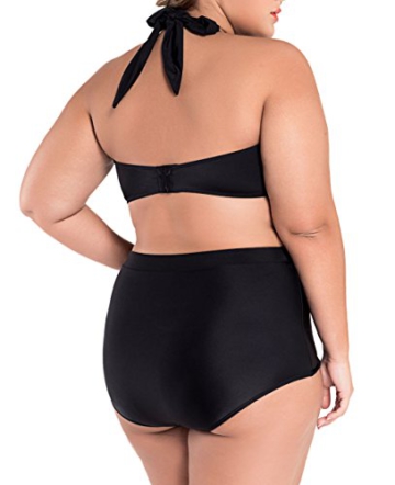 LETSDO Bandeau Hohe Taillen Plus Size Bademode (XXXL(EU 54-56), Schwarz) - 