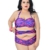 MissFox Plus Größe Damen Bikini Mode Ein Stück Blumen Baden Monokini Badeanzüge (Streifen,2XL) - 