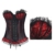 Missyhot Corset Damen Vollbrust Kunstleder Korsage mit Spitze Lace Mieder Bustier Dessous (XXL) - 