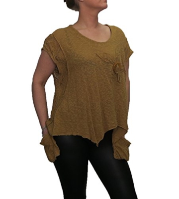 Mode für Mollige Blusenshirt von SARAH SANTOS Shirt mit Taschen senffarbend, Größe:XL - 