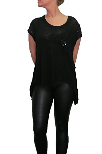 Mode für Mollige Blusenshirt von SARAH SANTOS Shirt mit Taschen Schwarz, Größe:XL - 1