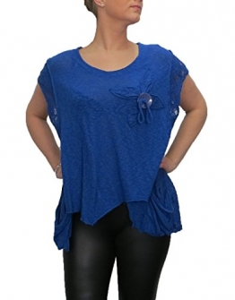 Mode für Mollige Blusenshirt von SARAH SANTOS Bluse Shirt mit Taschen Blau, Größe:2XL - 1