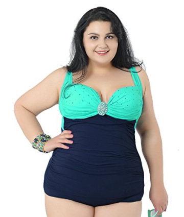 NiSeng damen badeanzug bikini große größen ein stück See Grün 2XL -