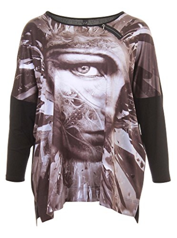 Pullover mit Print in schwarz/braun in Übergrößen (XL) von Yoek -