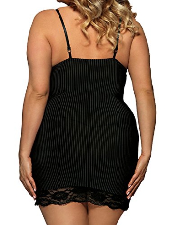 VIARDI® Damen Dessuo - Set / wunderschönes Plus Size Negligé in L - XL (L - XL, schwarz) - 