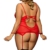 VIARDI® Reizendes Plus Size Straps-Bustier mit String in rot L - XL (L - XL) - 