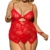 VIARDI® Reizendes Plus Size Straps-Bustier mit String in rot L - XL (L - XL) -