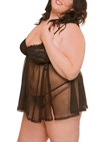 VIARDI® Zauberhaftes Plus Size Neglige in schwarz (XL - XXL) -