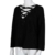 WOCACHI Damen Frauen Langarm Knit Long Top Pullover Stricken mit V-Ausschnitt lose beiläufige Pullover Schwarz (XL, Schwarz) - 
