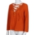 WOCACHI Damen Frauen Langarm Knit Long Top Pullover Stricken mit V-Ausschnitt lose beiläufige Pullover Orange (XL, Orange) - 