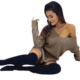 WOCACHI Damen Pullover Casual Langarm Pullover Sweaters Mantel Kleid (XL, Kaffee) -