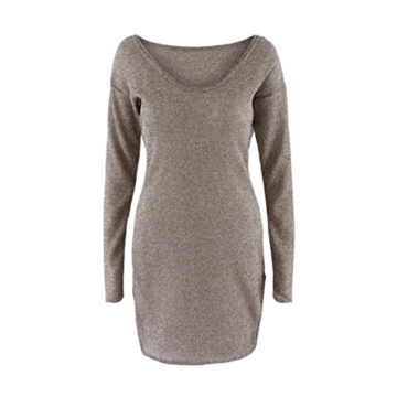 WOCACHI Damen Pullover Casual Langarm Pullover Sweaters Mantel Kleid (XL, Kaffee) - 