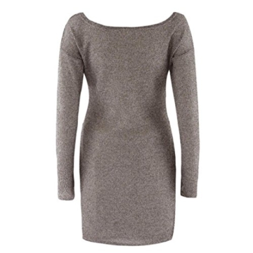WOCACHI Damen Pullover Casual Langarm Pullover Sweaters Mantel Kleid (XL, Kaffee) - 