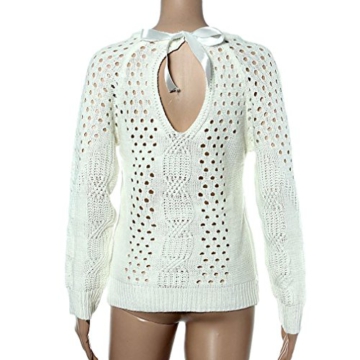 WOCACHI Damen Pullover Frauen Langarm-lose Strickjacke Strickpullover Backless Knitwear Outwear Mantel Weiß (XL, Weiß) - 