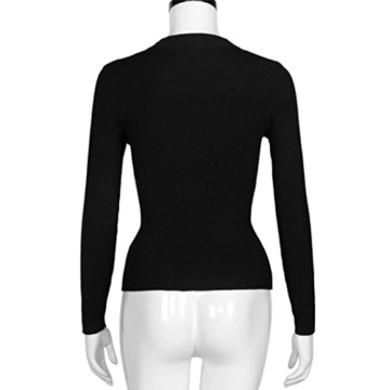 WOCACHI Damen Pullover Frauen Knit beiläufige Slim Fit Warm Lange Hülsen Pullover Outwear Tops Sweater Schwarz (XL, Schwarz) - 