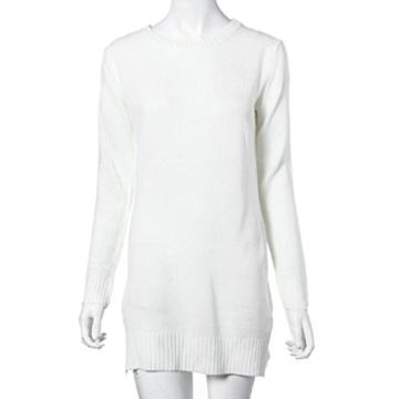 WOCACHI Damen Pullover Mode für Frauen Langarm Warm Strick pullover Sweater Cardigan Weiß (XL, Weiß) - 