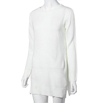 WOCACHI Damen Pullover Mode für Frauen Langarm Warm Strick pullover Sweater Cardigan Weiß (XL, Weiß) - 